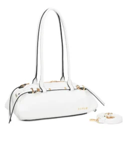 RIFLE - Borsa baguette a spalla bianca con fibbie, tracolla removibile