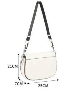 RIFLE - Borsa bianca con tre scomparti interni e treccia sulla patta, tracolla removibile