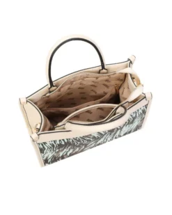 RIFLE - Borsa due manici animalier celeste con tasca posteriore, tracolla removibile