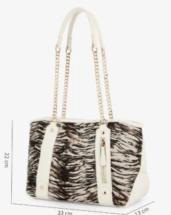 RIFLE - Borsa due manici animalier beige
