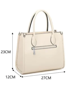 RIFLE - Borsa due manici beige con tasca posteriore e strass, tracolla removibile