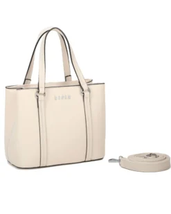 RIFLE - Borsa due manici beige con tre scomparti interni e tracolla removibile
