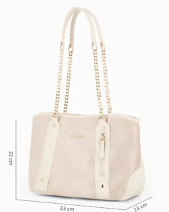 RIFLE - Borsa due manici beige con parte frontale scamosciata