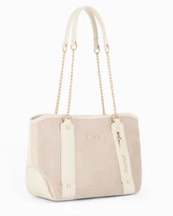 RIFLE - Borsa due manici beige con parte frontale scamosciata