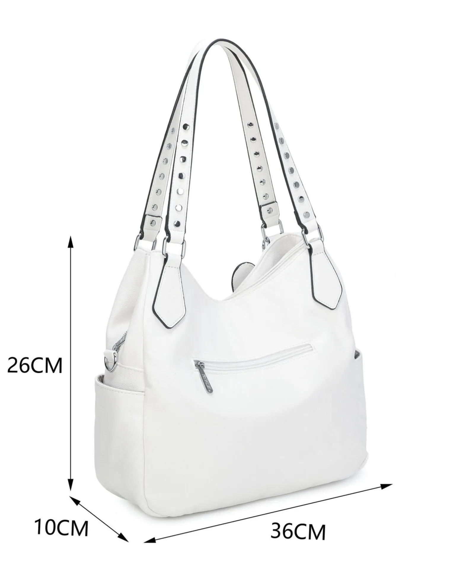 RIFLE - Borsa due manici bianca con dettaglio cuore pendente, tracolla removibile