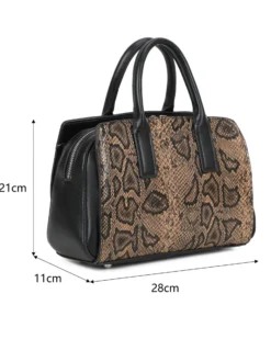 RIFLE - Borsa due manici marrone pitonata con tre scomparti principali, tracolla removibile