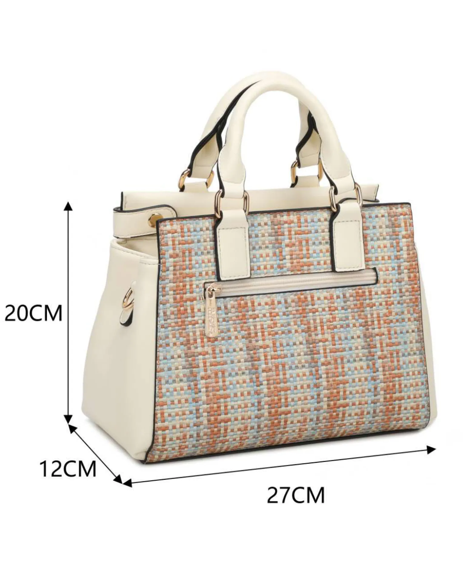 RIFLE - Borsa due manici multicolor effetto intreccio con tre scomparti interni e tasca posteriore, tracolla removibile