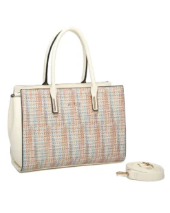 RIFLE - Borsa due manici multicolor effetto intreccio con tasca posteriore, tracolla removibile
