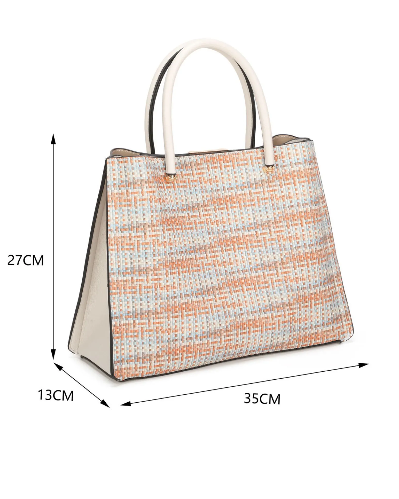 RIFLE - Borsa due manici multicolor effetto intreccio con tre scomparti principali, tracolla removibile