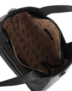 RIFLE - Borsa due manici nera con parte frontale scamosciata, tracolla removibile