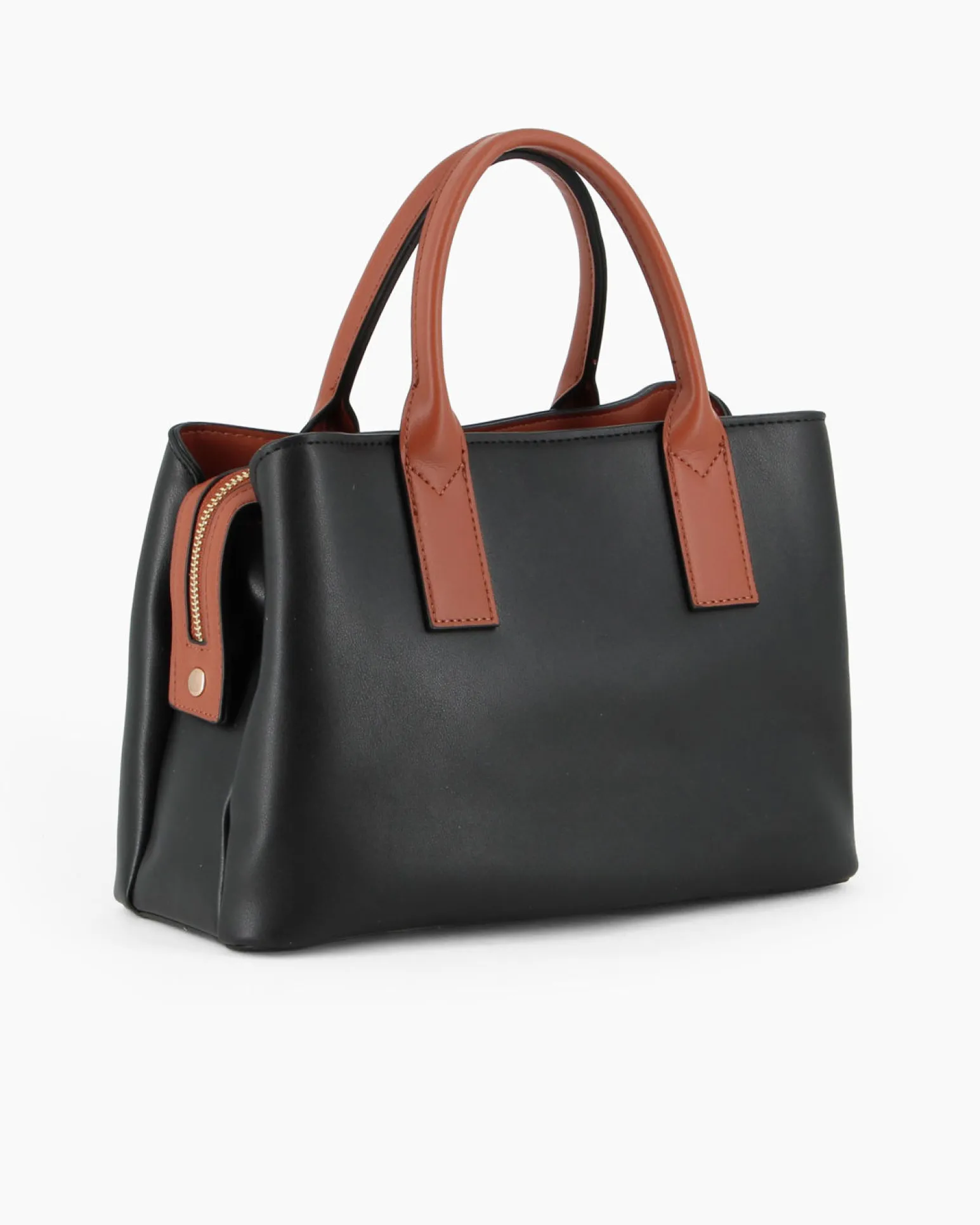 RIFLE - Borsa due manici nero/cuoio con tre scomparti principali, tracolla removibile