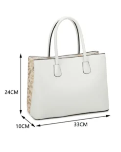 RIFLE - Borsa due manici platino con tre scomparti interni e trama frontale maculata a intreccio, tracolla removibile