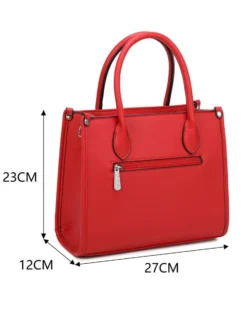 RIFLE - Borsa due manici rossa con tasca posteriore e strass, tracolla removibile