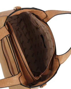 RIFLE - Borsa due manici senape con parte frontale scamosciata, tracolla removibile