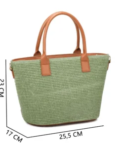 RIFLE - Borsa due manici verde con tre scomparti interni e trama ad intreccio, tracolla removibile