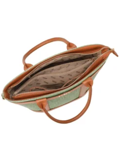 RIFLE - Borsa due manici verde con tre scomparti interni e trama ad intreccio, tracolla removibile