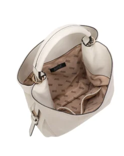 RIFLE - Borsa sacca beige con fibbie laterali e parte frontale scamosciata, tracolla removibile