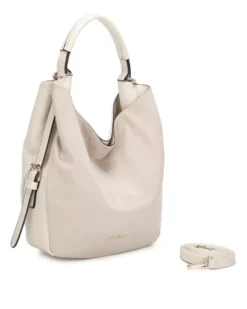 RIFLE - Borsa sacca beige con fibbie laterali e parte frontale scamosciata, tracolla removibile