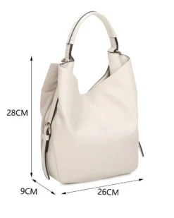 RIFLE - Borsa sacca beige con fibbie laterali e parte frontale scamosciata, tracolla removibile