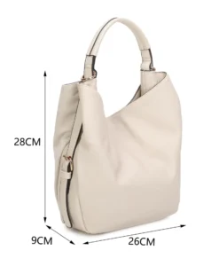 RIFLE - Borsa sacca naturale con fibbie laterali e parte frontale scamosciata, tracolla removibile