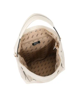 RIFLE - Borsa sacca nude con tasche frontali e mini pattina con borchie, tracolla removibile