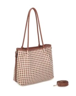 RIFLE - Borsa shopping cuoio intrecciata, tracolla removibile