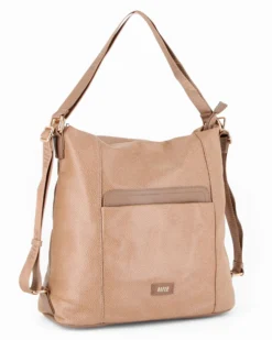 RIFLE - Borsa taupe con manico regolabile e tasca frontale