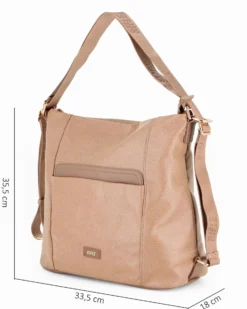 RIFLE - Borsa taupe con manico regolabile e tasca frontale