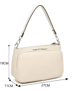RIFLE - Borsa un manico beige con tasca frontale e posteriore, tracolla removibile