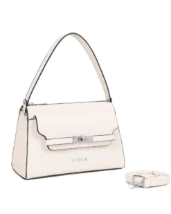 RIFLE - Borsa un manico beige con tasca frontale e cinturini con chiusura a girello sulla patta, tracolla removibile