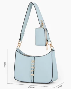 RIFLE - Borsa un manico celeste con logo frontale e borsellino removibile