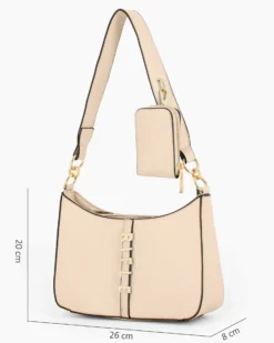 RIFLE - Borsa un manico naturale con logo frontale e borsellino removibile