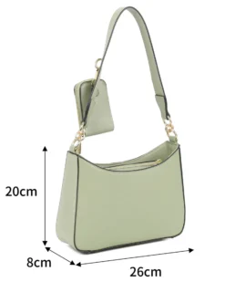 RIFLE - Borsa un manico salvia con logo frontale e borsellino removibile