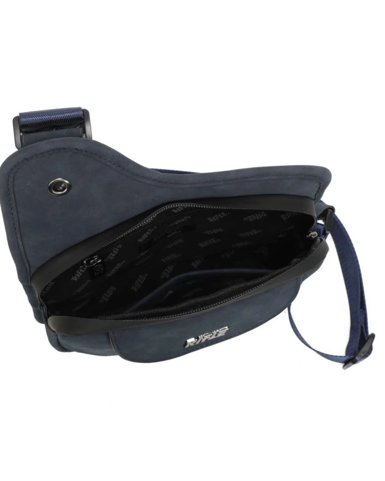 RIFLE - Borsello monospalla blu da uomo con due tasche frontali