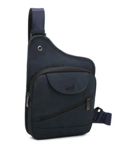 RIFLE - Borsello monospalla blu da uomo con due tasche frontali