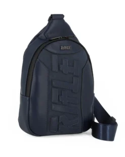RIFLE - Borsello monospalla blu da uomo con tasca posteriore