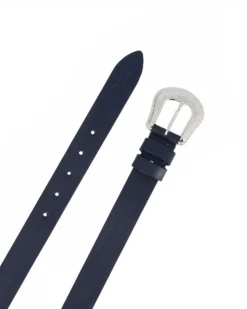 RIFLE - Cinta da donna blu in VERA PELLE con fibbia lavorata - MADE IN ITALY