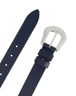 RIFLE - Cinta da donna blu in VERA PELLE con fibbia lavorata - MADE IN ITALY