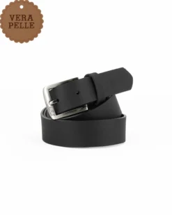 RIFLE - Cinta nera in VERA PELLE da uomo