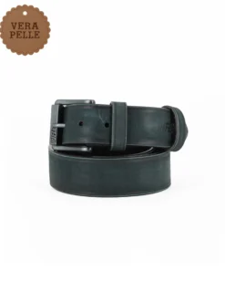 RIFLE - Cintura blu da uomo in VERA PELLE con fibbia nichel free