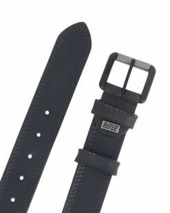 RIFLE - Cintura blu da uomo in VERA PELLE con fibbia nichel free