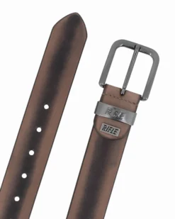 RIFLE - Cintura tabacco sfumata da uomo in VERA PELLE con fibbia nichel free