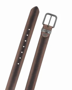 RIFLE - Cintura tabacco sfumata da uomo in VERA PELLE con fibbia nichel free