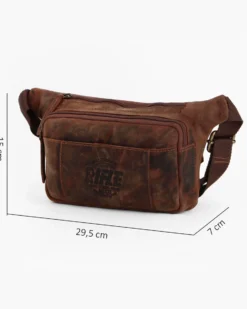 RIFLE - Marsupio cognac da uomo in VERA PELLE con doppia tasca frontale