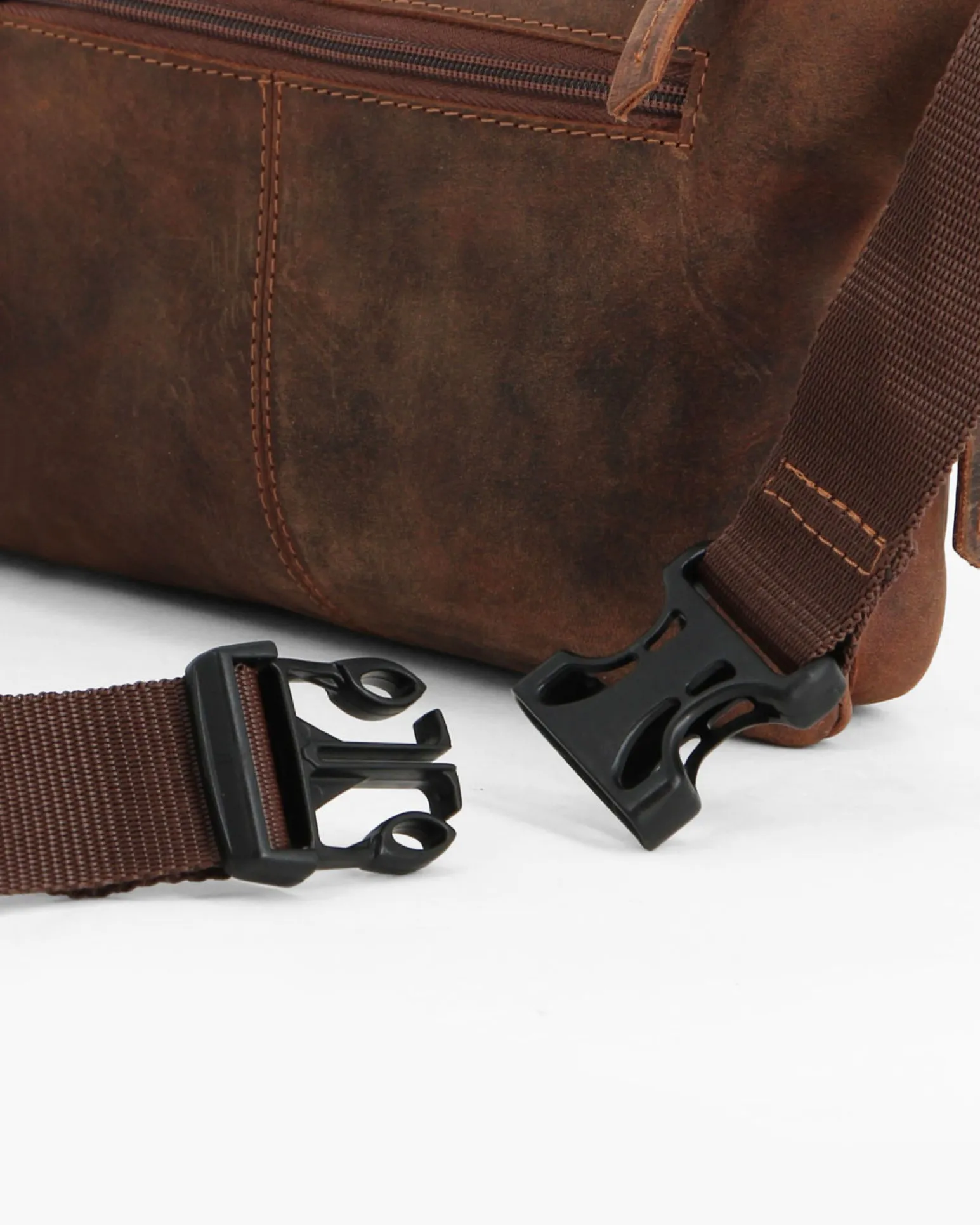 RIFLE - Marsupio cognac da uomo in VERA PELLE con doppia tasca frontale