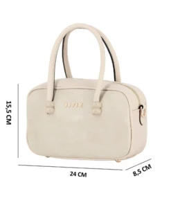 RIFLE - Minibag a due manici naturale con parte frontale scamosciata, tracolla removobile