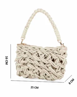 RIFLE - Minibag ad un manico in corda intrecciata multicolor , tracollina removibile