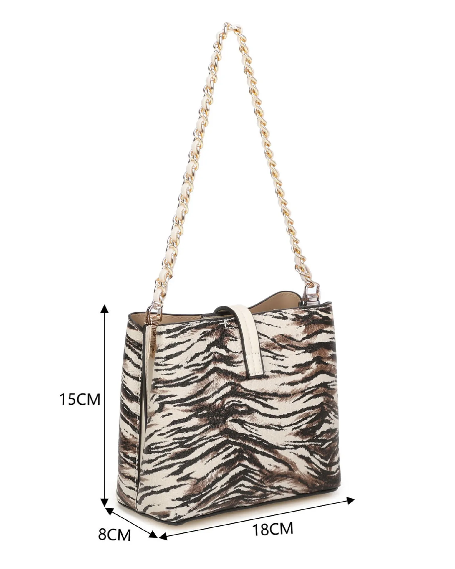 RIFLE - Minibag animalier beige con tre scomparti principali e pattina con chiusura a girello, tracolla removibile