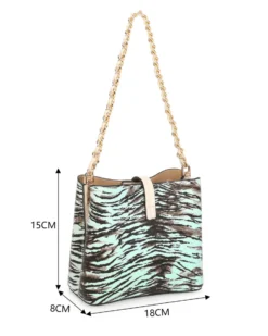 RIFLE - Minibag animalier celeste con tre scomparti principali e pattina con chiusura a girello, tracolla removibile