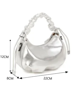 RIFLE - Minibag argento con manico arricciato, tracolla removibile